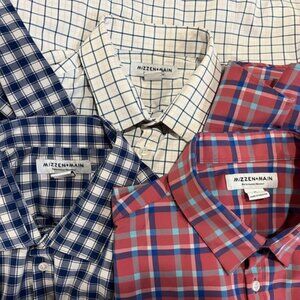 Mizzen+Main Men's lot of 3 plaid / checkered Performance Trim Fit l/s shirts XL
